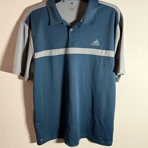 Men’s L Navy and Gray Adidas Athletic Golfing Sporty Breathable Polo